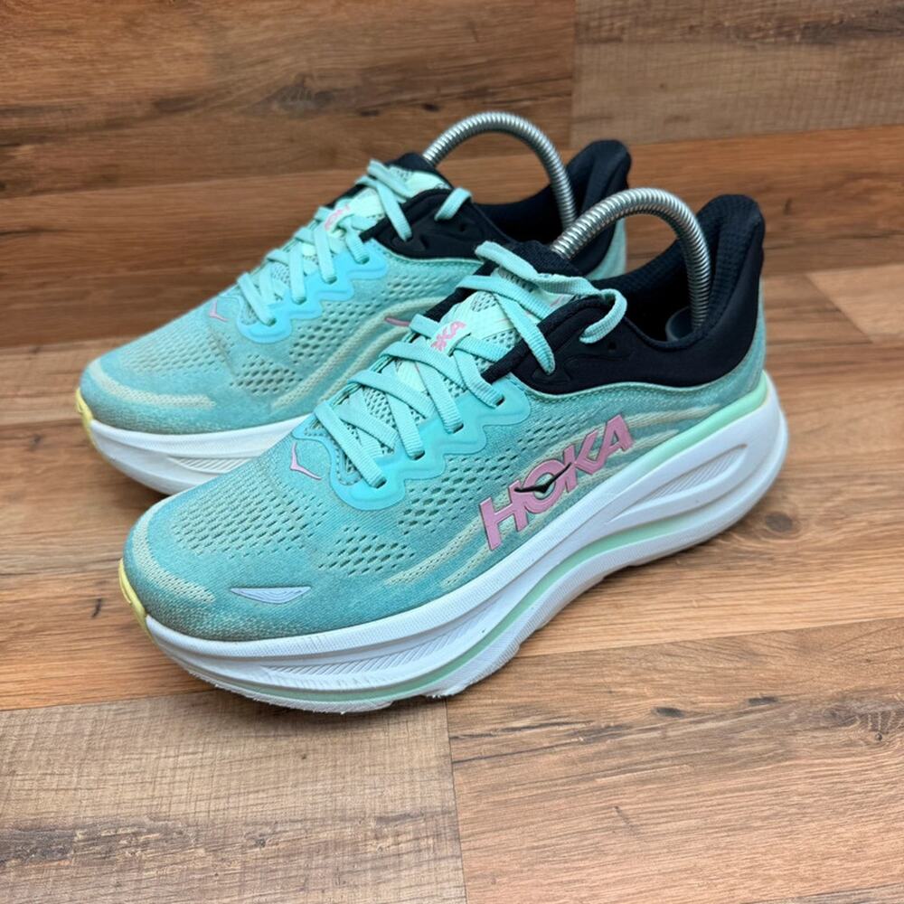 HOKA Bondi 9 Women’s 8.5 Blue Spark/Mint Fluorite Running Shoes